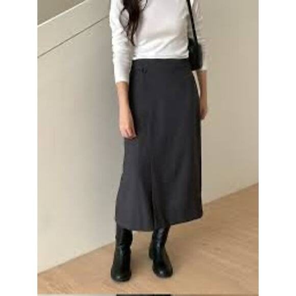Compagnie Internationale Express Wool Wrap Maxi Skirt Charcoal Gray - Size 7/8 - Picture 1 of 9
